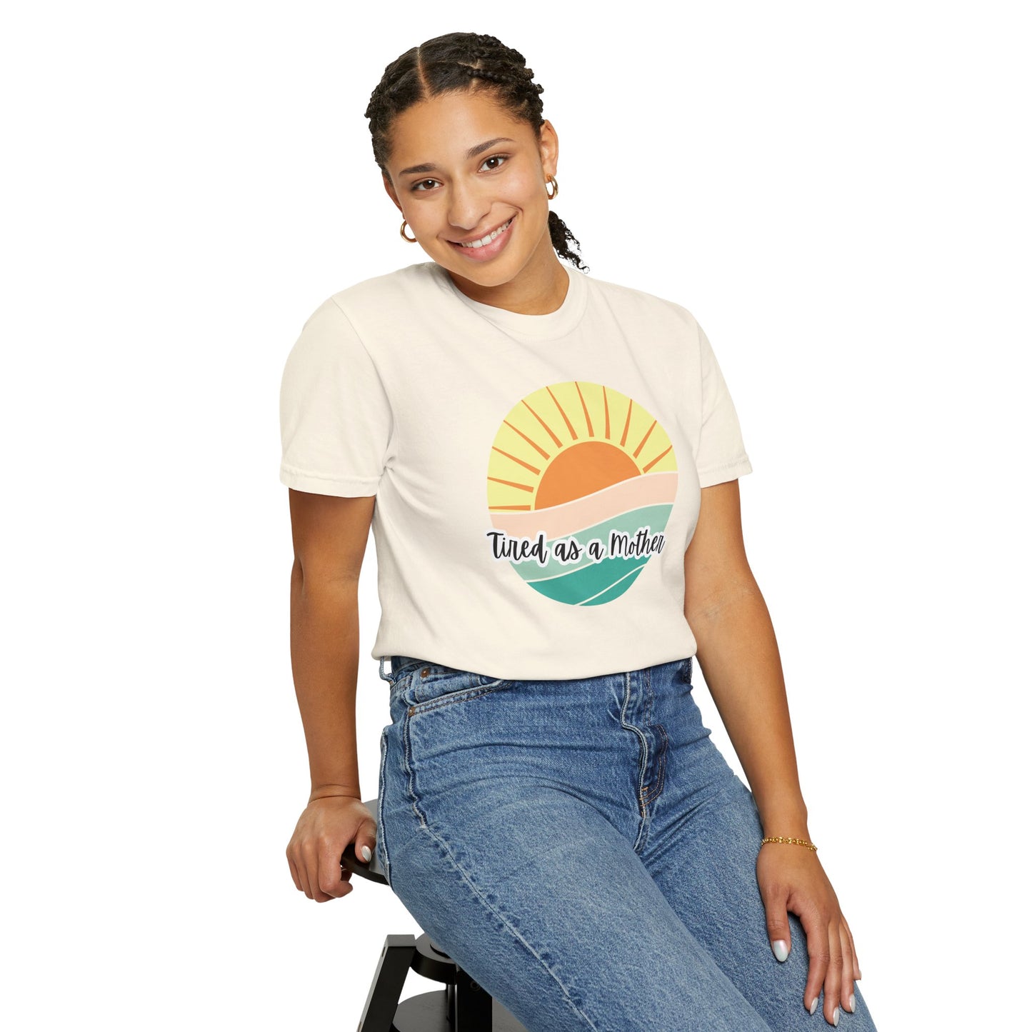 Tired as a Mother Unisex Garment-Dyed T-shirt - Relaxed Fit for Moms - Perfect Gift for Mother's Day